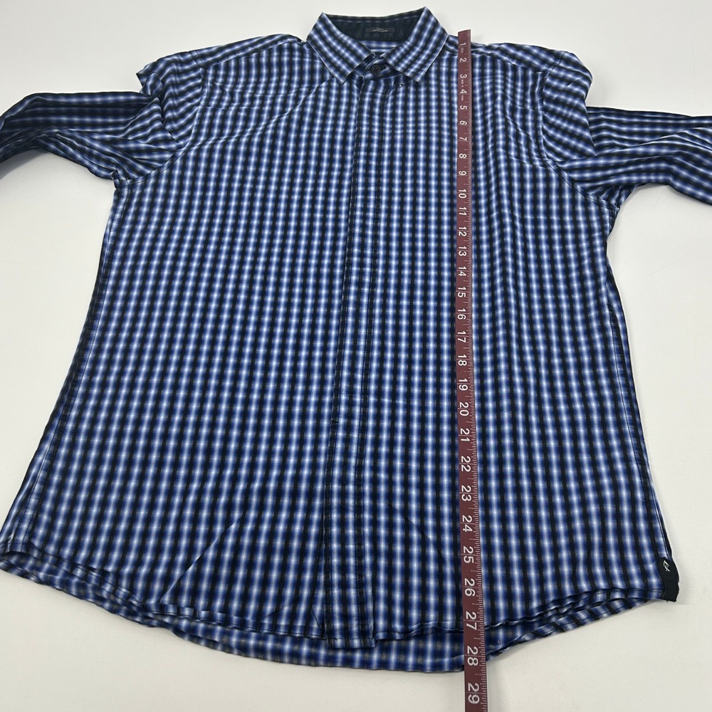 Armani Exchange Shirt Mens Medium Blue Ombre Plaid Long Sleeve Slim Fit A/X - Picture 9 of 12